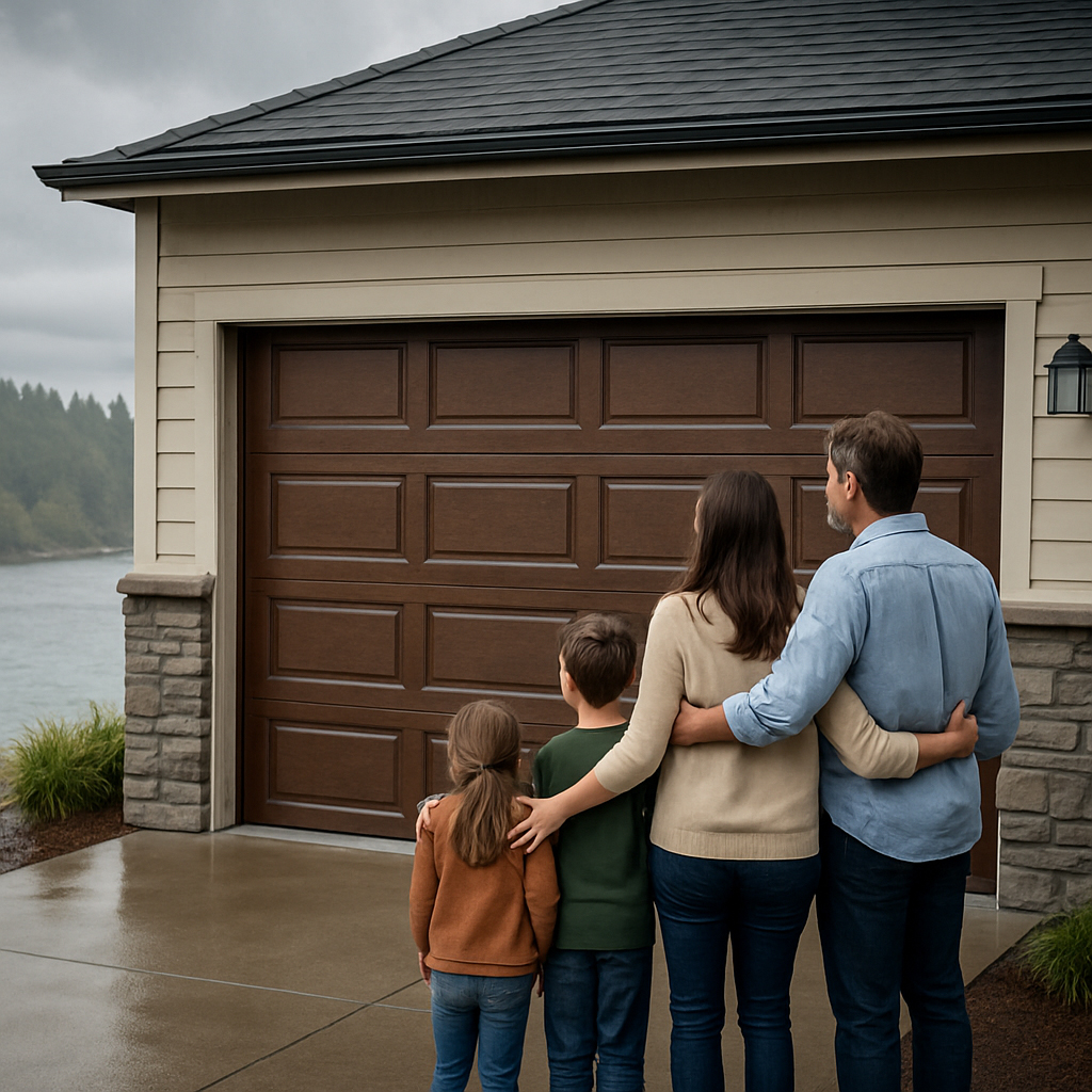 Coastal Family Moment by the Garage