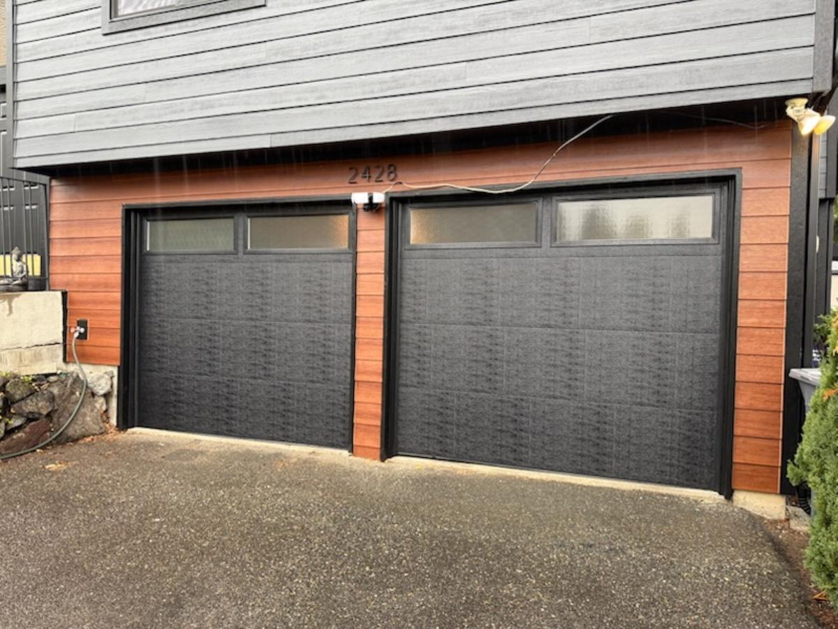 lsd after garage upgrade 8 x 7 wayne dalton 8300 flush panel black glass milton wa