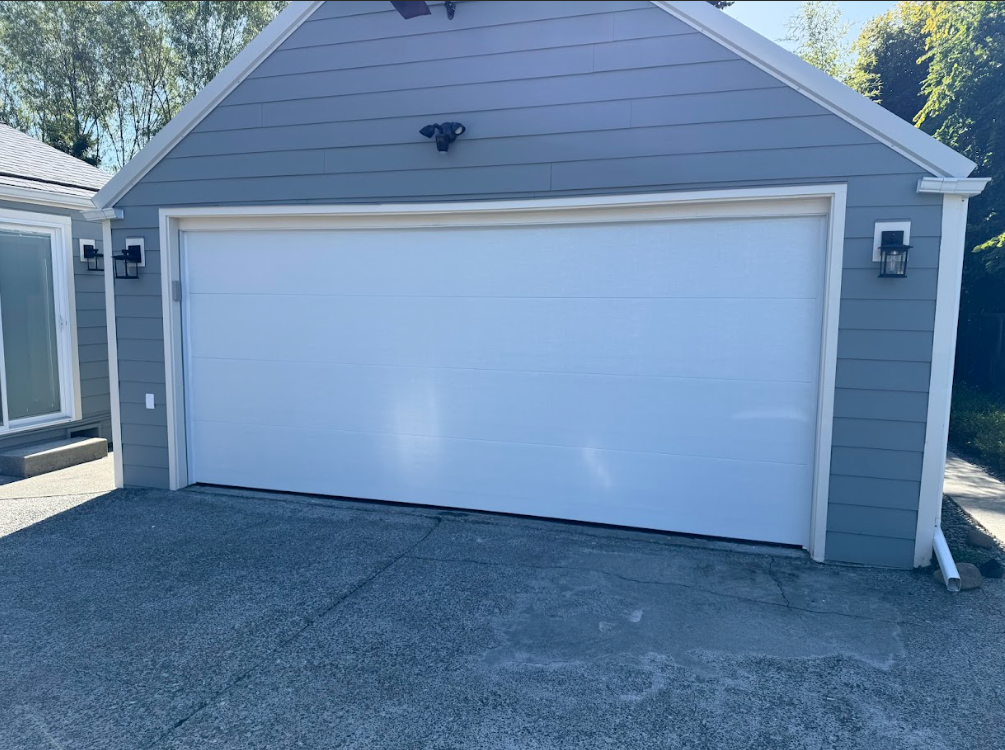 a white garage door