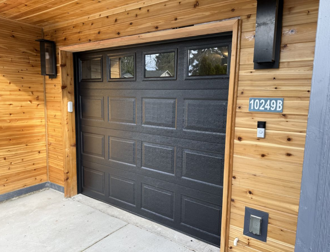 Black garage door