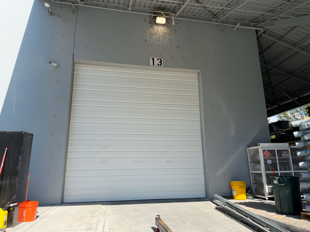 White commercial garage door