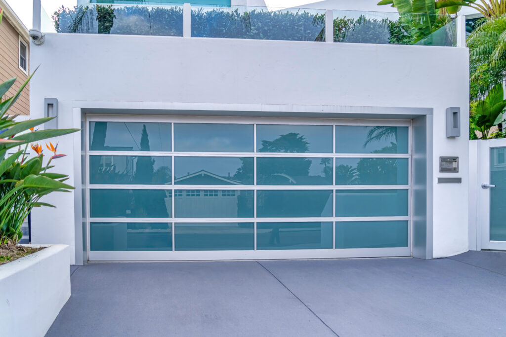 Modern glass door garage 
