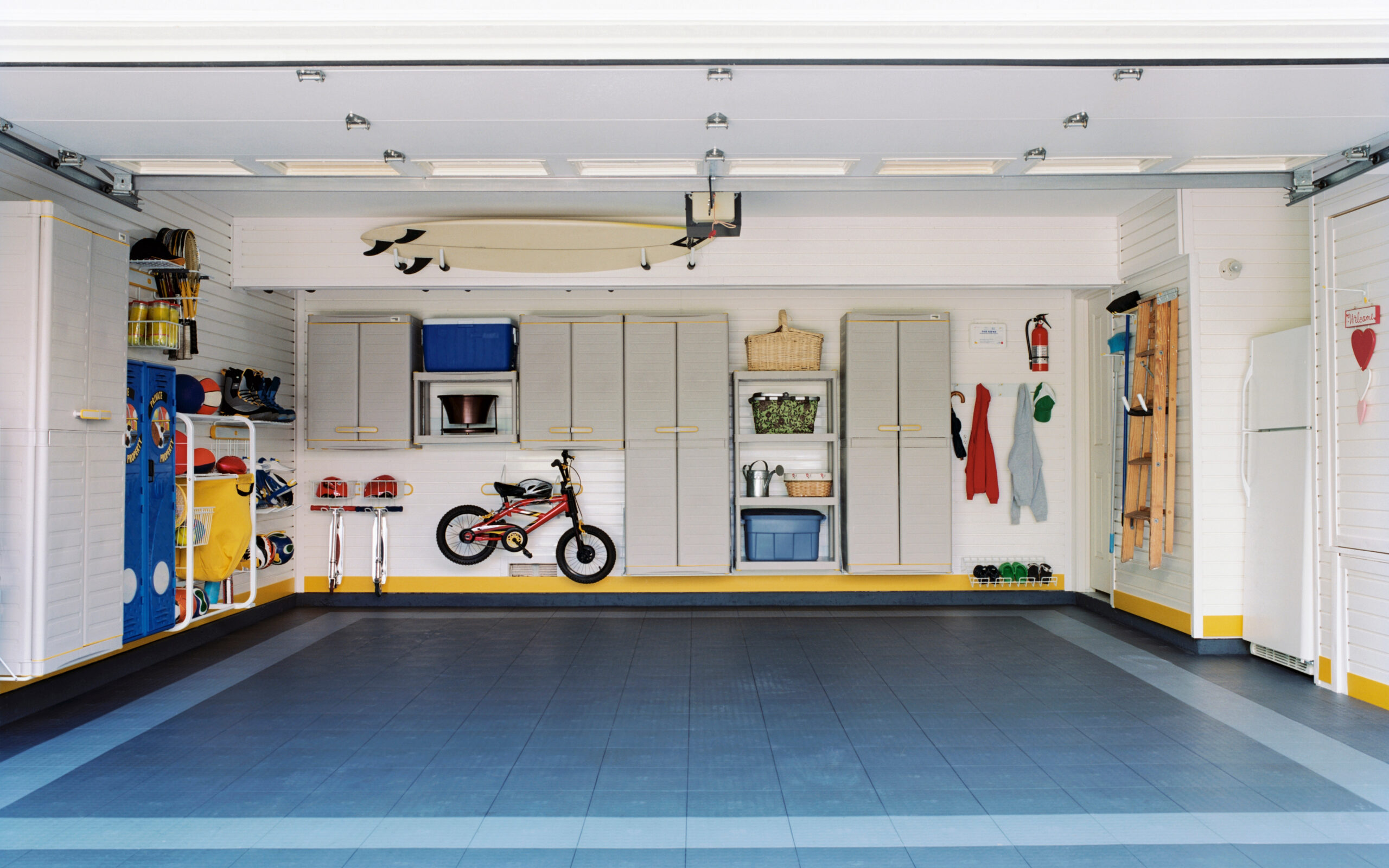inside of an organized garage | residential garage door installation
