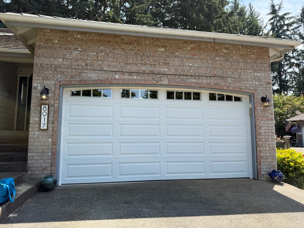 after garage door upgrade clopay 16 x 8 9133 long panel with glass puyallup wa