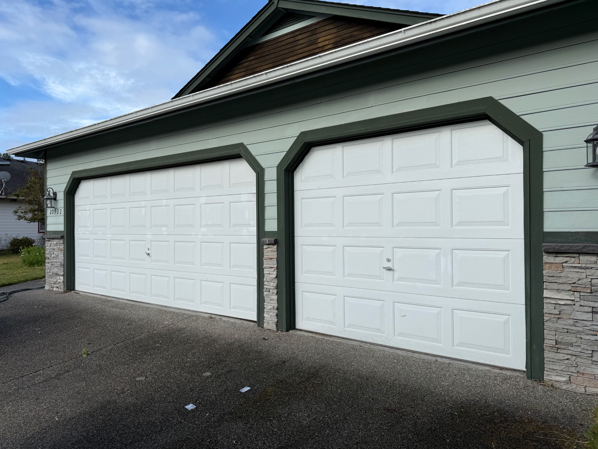 after upgraded garage door clopay bridgeport shaker style with glass graham wa