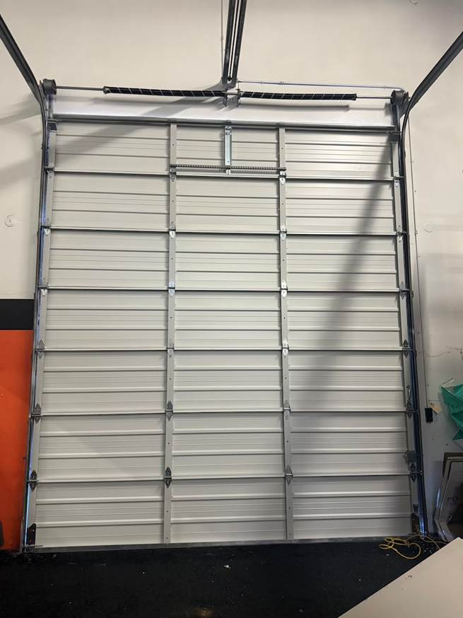 Inside of a white commercial garage door 