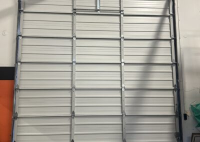 Large, white commercial garage door